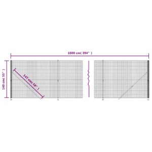 vidaXL Tinklinė tvora su flanšais, antracito spalvos, 1,4x10m 154291 - Image 6