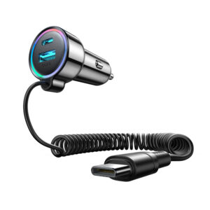 Joyroom JR-CL07 72W 3in1 Car Charger with 1.6m USB-C Cable – juodos spalvos - Image 5