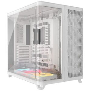 Corsair AIR 5400 LX-R LINK PC Case, Mid Tower, Tempered Glass, RGB - includes 3x 120mm Fans, white