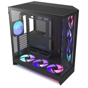 NZXT H9 Flow RGB+ PC Case, Mid Tower, E-ATX, Tempered Glass - Black