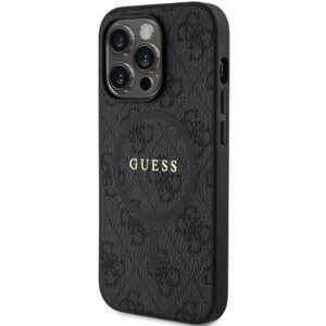 Guess GUHMP15LG4GFRK Apple iPhone 15 Pro 6.1" black harddėklas 4G Collection Leather Metal Logo MagSaf - Image 2