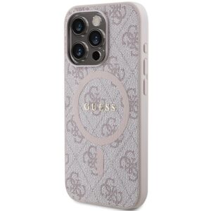 Guess GUHMP15XG4GFRP Apple iPhone 15 Pro Max 6.7" rožinės spalvos harddėklas 4G Collection Leather Metal Logo Mag - Image 2