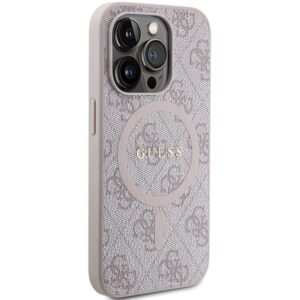 Guess GUHMP15XG4GFRP Apple iPhone 15 Pro Max 6.7" rožinės spalvos harddėklas 4G Collection Leather Metal Logo Mag - Image 4