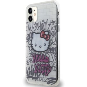 Hello Kitty HKHCN61HDGPHT Apple iPhone 11 / Xr 6.1" baltos spalvos harddėklas IML Kitty On Bricks Graffiti - Image 2
