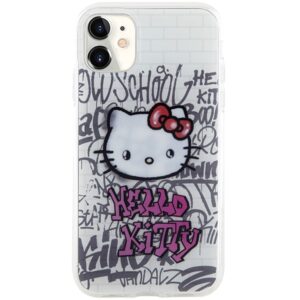 Hello Kitty HKHCN61HDGPHT Apple iPhone 11 / Xr 6.1" baltos spalvos harddėklas IML Kitty On Bricks Graffiti - Image 3