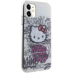 Hello Kitty HKHCN61HDGPHT Apple iPhone 11 / Xr 6.1" baltos spalvos harddėklas IML Kitty On Bricks Graffiti - Image 4