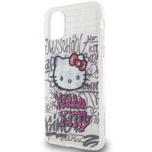 Hello Kitty HKHCN61HDGPHT Apple iPhone 11 / Xr 6.1" baltos spalvos harddėklas IML Kitty On Bricks Graffiti - Image 6