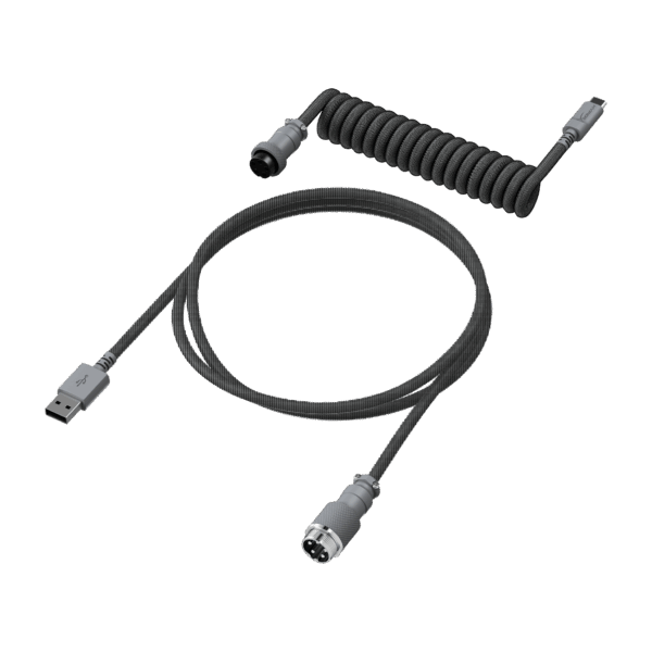 HyperX Coiled Cable - USB Type-C - Gray (Pilkas) Klaviatūros Laidas