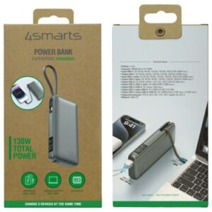4smarts Powerbank Enterprise 20000mAh 130W su integruotu kabeliu USB-C space grey 541134 - Image 3