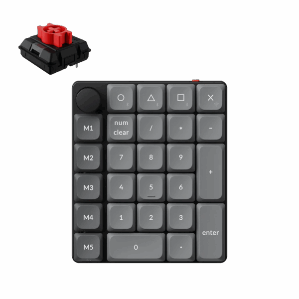 Keychron K0 Max Wireless (K0M-H1) - US Layout - Hot-Swappable Super Red - Black (Juoda) Mechaninė Belaidė Žaidimų Klaviatūra