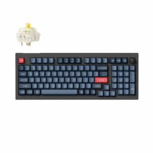 Keychron V5 Max Wireless (V5M-D4) - US Layout - Hot-Swappable Gateron Jupiter Banana - Carbon Black (Juoda) Mechaninė Belaidė Žaidimų Klaviatūra