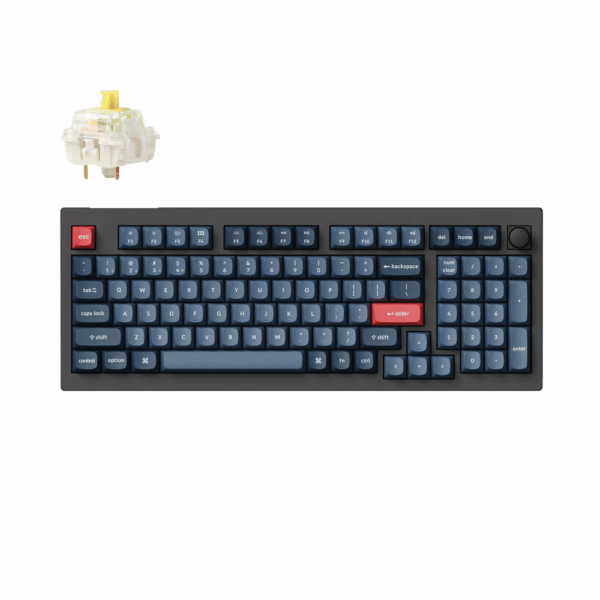 Keychron V5 Max Wireless (V5M-D4) - US Layout - Hot-Swappable Gateron Jupiter Banana - Carbon Black (Juoda) Mechaninė Belaidė Žaidimų Klaviatūra