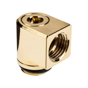 EK Water Blocks EK-Torque Micro Adapter 90 Degree G1/4 inch Male to G1/4 inch Female - Rotatable, gold - Image 1