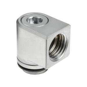 EK Water Blocks EK-Torque Micro Adapter 90 Degree G1/4 Inch Male to G1/4 Inch Female - Rotatable, Satin Titanium