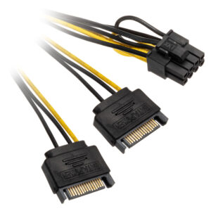 Akasa 2x 15-Pin-SATA to 1x 6+2-Pin-PCIe Adapter
