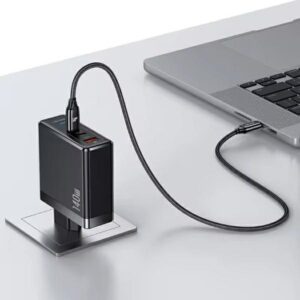 USAMS Charger 2xUSB-C+1xUSB T52PD140W PD Fast Charging US-CC168 + U82 USB-C/USB-C US-SJ581 kabelis - Image 2