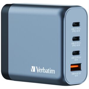 Verbatim GaN 140W Wall Charger 3xUSB-C/USB-A + EU/UK/US Adapter GNC-140 32203