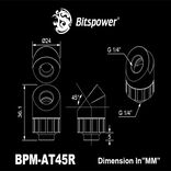 Bitspower Artemis 45 Degree Fitting - rotatable, matte black