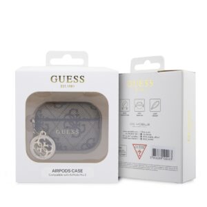 Guess 4G Script PC/PU Charm dėklas skirtas AirPods Pro 2 rudos spalvos - Image 2
