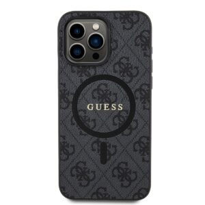 Guess PU Leather 4G Colored Ring MagSafe dėklas skirtas Apple iPhone 15 Pro Max juodos spalvos