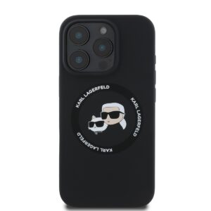 Karl Lagerfeld Liquid Silicone K&CH Heads MagSafe dėklas skirtas Apple iPhone 16 Pro Max juodos spalvos - Image 1