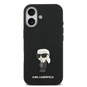 Karl Lagerfeld Liquid Silicone Metal Ikonik dėklas skirtas Apple iPhone 17 juodos spalvos - Image 2