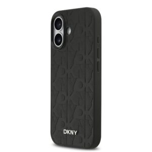 DKNY PU Leather Grid Pattern Magsafe dėklas skirtas Apple iPhone 17 juodos spalvos