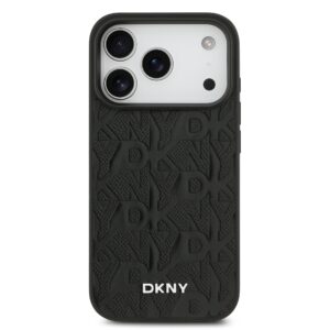 DKNY PU Leather Grid Pattern Magsafe dėklas skirtas Apple iPhone 17 Pro juodos spalvos - Image 2