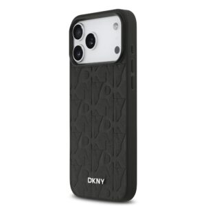 DKNY PU Leather Grid Pattern Magsafe dėklas skirtas Apple iPhone 17 Pro Max juodos spalvos