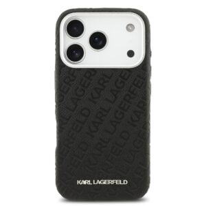 Karl Lagerfeld Grained PU Repeated Logo MagSafe dėklas skirtas Apple iPhone 17 Pro juodos spalvos - Image 2