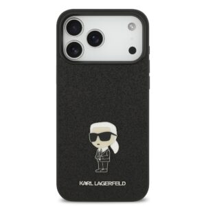Karl Lagerfeld Fixed Glitter Metal Ikonik dėklas skirtas Apple iPhone 17 Pro Max juodos spalvos - Image 2