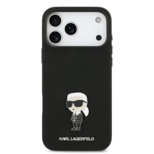 Karl Lagerfeld Liquid Silicone Metal Ikonik dėklas skirtas Apple iPhone 17 Pro Max juodos spalvos - Image 2