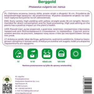 Sėklos, šparaginės pupelės BERGGOLD, 50 g - Image 2