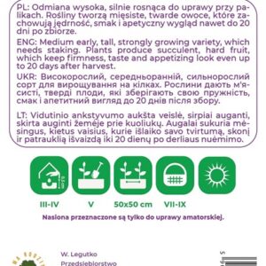 Sėklos, pomidorai ADAM F1, 0.3 g - Image 2