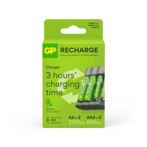 USB kroviklis GP RECHARGE+2xAA+2xAAA įkr. elementai