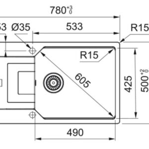 Plautuvė Franke Urban 114.0682.569, granitas, 780x500x200mm - Image 2