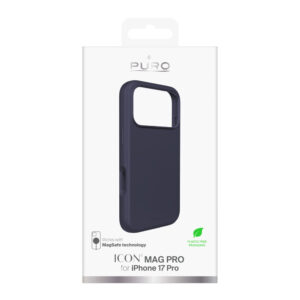 Pure Icon Mag Pro Liquid Silicone dėklas skirtas Apple iPhone 17 Pro, MagSafe Compatible, with Camera Protection and Aluminum Buttons - Dark Blue - Image 2
