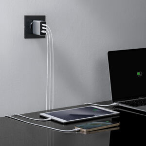 Cuktech 65W GaN 2xUSB-C 1xUSB-A Wall Charger - pilkos spalvos - Image 6