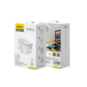 Dudao A35Pro 35W EU / UK / AUS / US / JP travel adapter 3x USB-C 2x USB-A - white - Image 3
