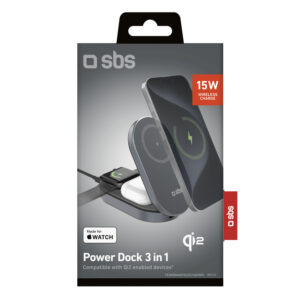 SBS 3-in-1 Foldable Wireless Charging Station QI2 MFI - Made for Apple iPhone - juodos spalvos
