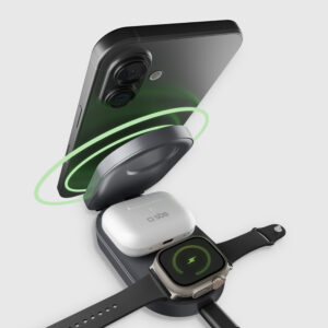 SBS 3-in-1 Foldable Wireless Charging Station QI2 MFI - Made for Apple iPhone - juodos spalvos - Image 4