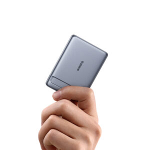 Baseus PicoGo AM31 Qi2 5000mAh 20W Ultra-Thin MagSafe Compatible Power Bank with Stand and Baseus Simple USB-C 20cm Braided Cable - Gray - Image 4