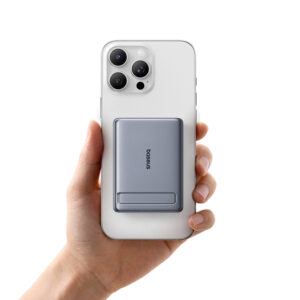 Baseus PicoGo AM31 Qi2 5000mAh 20W Ultra-Thin MagSafe Compatible Power Bank with Stand and Baseus Simple USB-C 20cm Braided Cable - Gray - Image 5