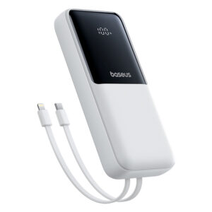 Baseus Lipow 20000mAh 22.5W Powerbank with two built-in cables with additional Baseus Simple USB-A - USB-C 3A 20cm cable - white - Image 5
