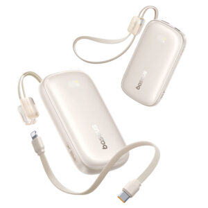 Baseus EnerFill FC21 Qpow 3 Ultra 10000mAh 22.5W Powerbank with attached cable lanyard - beige - Image 2