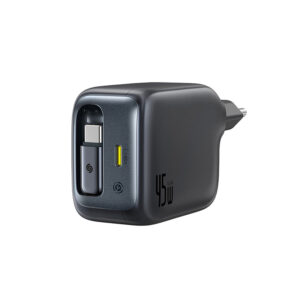 Baseus EnerCore CJ11 45W Wall Charger with USB-C Port and Retractable USB-C Cable - Black - Image 2