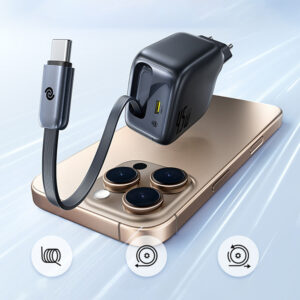 Baseus EnerCore CJ11 45W Wall Charger with USB-C Port and Retractable USB-C Cable - Black - Image 6