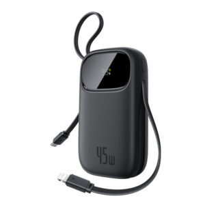 Baseus EnerFill FC31 10000mAh 45W Power Bank with USB-C and Lightning Cables - Black - Image 2