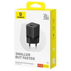 Baseus GaN5 30W USB-C EU Wall Charger - Black - Image 2