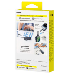 Baseus EnerFill FC21 Qpow 3 Ultra 10000mAh 45W Power Bank with Attached Lanyard Cable - Black - Image 4